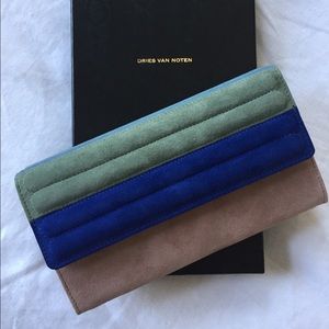 Dries Van Noten Multicolor Suede Wallet Clutch NIB